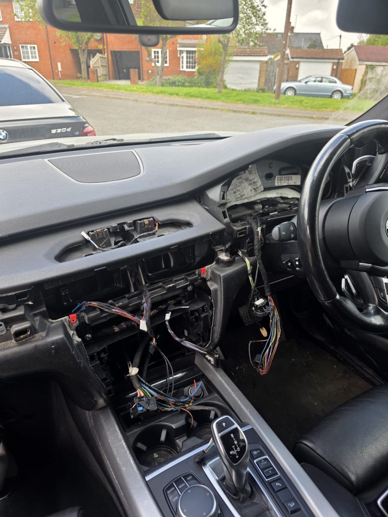BMW dashboard removed for ECU and wiring work, Bimmer Retro UK